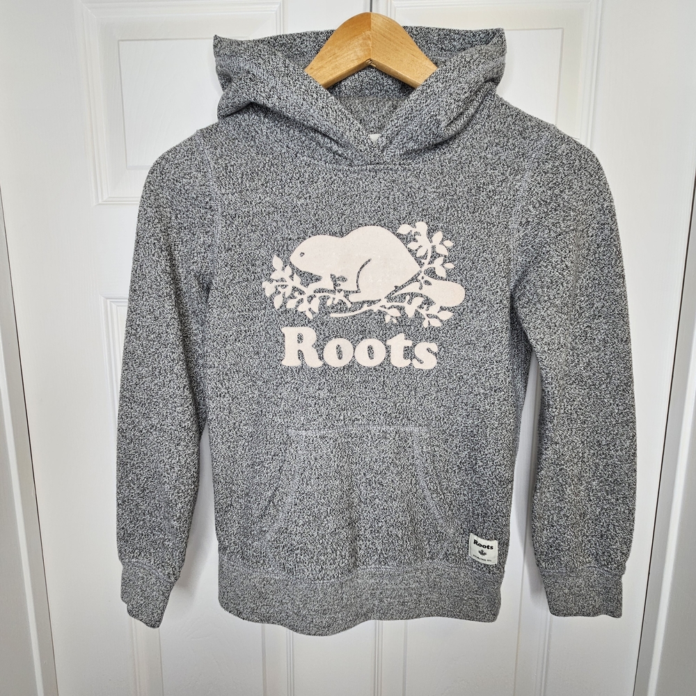 Roots Kids Salt & Pepper Kanga Hoodie Unisex Sweatshirt  Size L 9-10